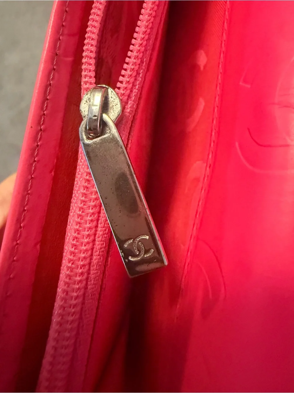 Chanel Cambon Quilted Calfskin Bifold Long Wallet Black & Neon Pink w/ Box & COA